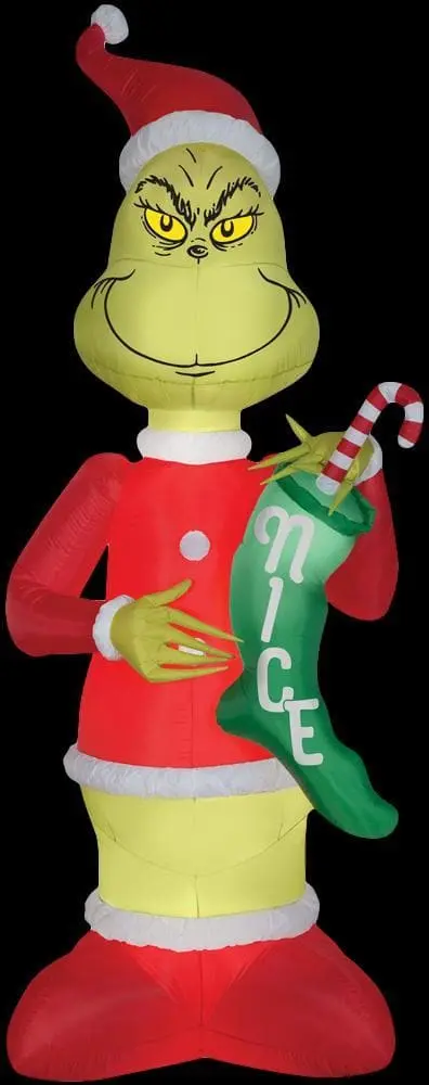 Morris Airblown Grinch With Nice Stocking Giant Inflatable Scene - Dr. Seuss 3 Morris Airblown Grinch With Nice Stocking Giant Inflatable Scene - Dr. Seuss