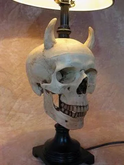 Skeletons And More "Desk Lamp With Devil Skull And Bone Shade" Haunted House Lighting -Halloween Horror Decorations Shop desk lamp with devil skull and bone shade haunted house lighting 23613370305