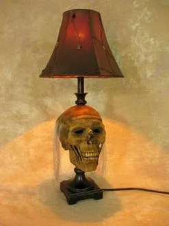 Skeletons And More "Desk Lamp With Life-size Corpse Head And Antique Shade" Haunted House Lighting -Halloween Horror Decorations Shop desk lamp with life size corpse head and antique shade haunted house lighting 23613420225