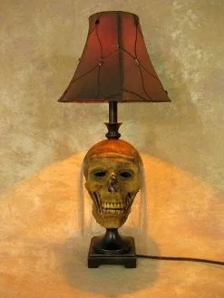 Skeletons And More "Desk Lamp With Life-size Corpse Head And Antique Shade" Haunted House Lighting -Halloween Horror Decorations Shop desk lamp with life size corpse head and antique shade haunted house lighting 23613422913