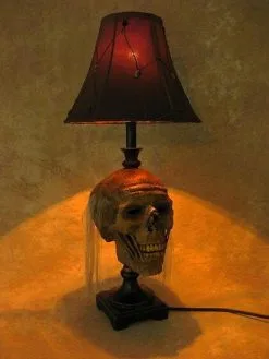 Skeletons And More "Desk Lamp With Life-size Corpse Head And Antique Shade" Haunted House Lighting -Halloween Horror Decorations Shop desk lamp with life size corpse head and antique shade haunted house lighting 23613424513