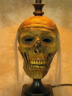 Skeletons And More "Desk Lamp With Life-size Corpse Head And Antique Shade" Haunted House Lighting -Halloween Horror Decorations Shop desk lamp with life size corpse head and antique shade haunted house lighting 23613428481