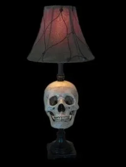 Skeletons And More "Desk Lamp With Life-size Skull And Antique Shade" Haunted House Lighting