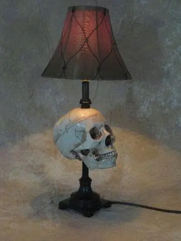 Skeletons And More "Desk Lamp With Life-size Skull And Antique Shade" Haunted House Lighting 4 Skeletons And More "Desk Lamp With Life-size Skull And Antique Shade" Haunted House Lighting - Image 2