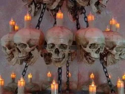 Skeletons And More "Five-Tiered Life-Size Skull Chandelier With 60 Skulls" Haunted House Lighting -Halloween Horror Decorations Shop five tiered life size skull chandelier with 60 skulls haunted house lighting 23696488001