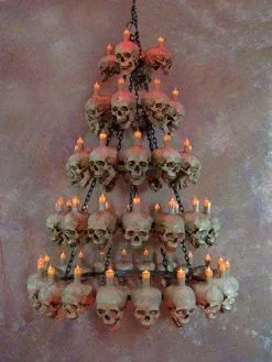 Skeletons And More "Five-Tiered Life-Size Skull Chandelier With 60 Skulls" Haunted House Lighting -Halloween Horror Decorations Shop five tiered life size skull chandelier with 60 skulls haunted house lighting 23696488385