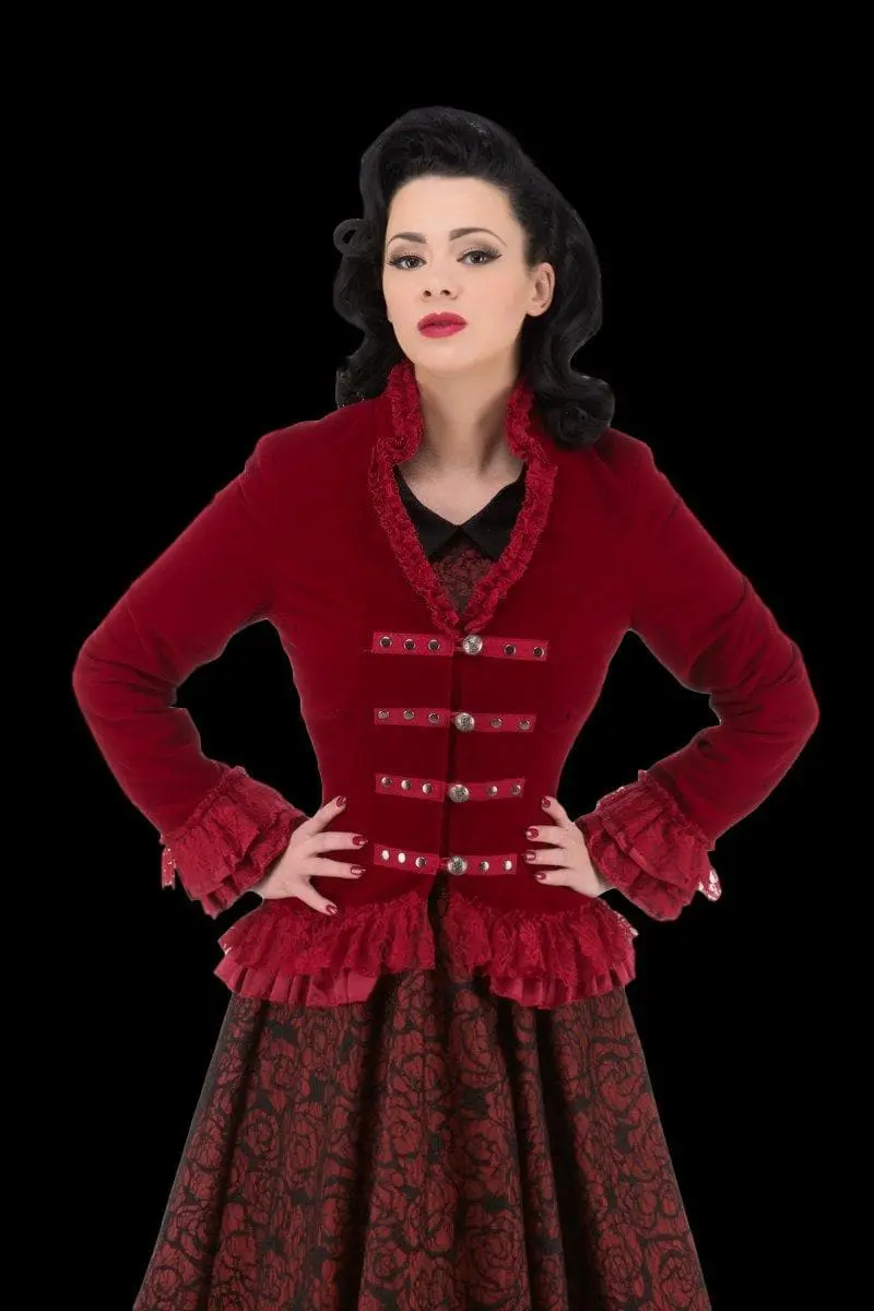 The Horror Dome "Gothic Vampiress Jacket In Red Velvet" HD Hollywood Costume 3 The Horror Dome "Gothic Vampiress Jacket In Red Velvet" HD Hollywood Costume