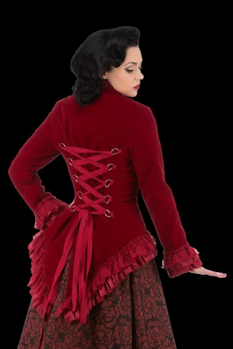 The Horror Dome "Gothic Vampiress Jacket In Red Velvet" HD Hollywood Costume 4 The Horror Dome "Gothic Vampiress Jacket In Red Velvet" HD Hollywood Costume - Image 2