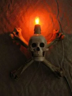 Skeletons And More "Humerus Bone Wall Sconce With 3 Inch Skull" Haunted House Lighting -Halloween Horror Decorations Shop humerus bone wall sconce with 3 inch skull haunted house lighting 23613184193